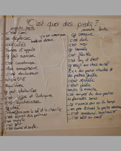 voici les mots exprimés par le groupe lors de l'approche phénoménologique en sophrologie